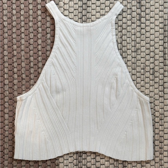 White Ribbed Women's Top - Picture 2 of 3